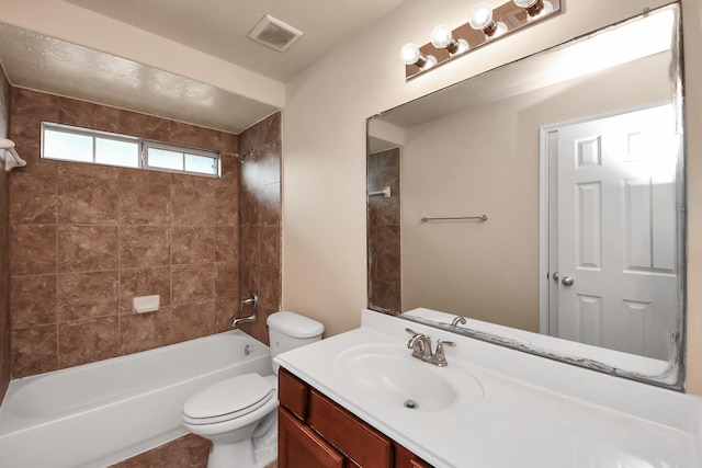 14311 Lakepointe Bend Ln, Cypress, TX 77429 - bathroom featuring vanity, washtub / shower combination, and toilet