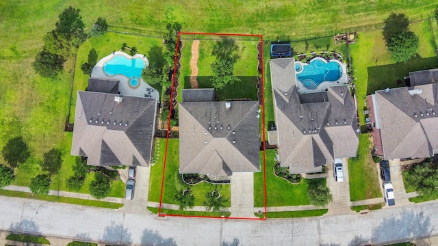 14311 Lakepointe Bend Ln, Cypress, TX 77429 - aerial view of property and surrounding area with a pool and property boundaries highlighted