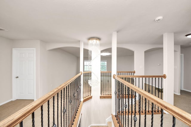 14311 Lakepointe Bend Ln, Cypress, TX 77429 - corridor featuring carpet, an upstairs landing, and baseboards
