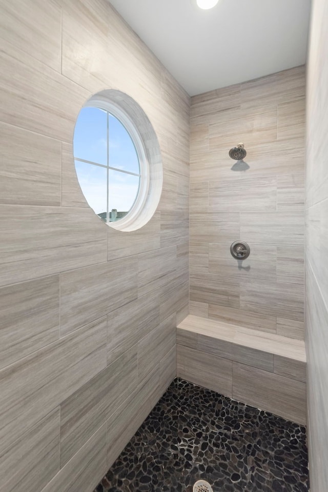 22516 Bay Point Dr, Galveston, TX 77554 - full bathroom with tiled shower and stone finish flooring