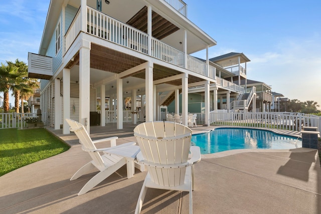 22516 Bay Point Dr, Galveston, TX 77554 - view of pool featuring a patio and stairs