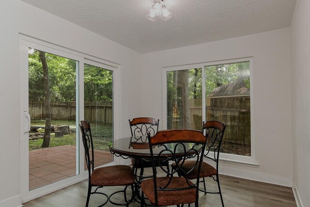 3 Meadow Beauty, The Woodlands, TX 77381 - dining room with wood finished floors, healthy amount of natural light, baseboards, and a textured ceiling