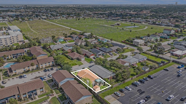 5927 Maco St, Galveston, TX 77551 - aerial overview of property's location with property parcel outlined
