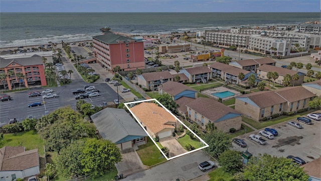 5927 Maco St, Galveston, TX 77551 - aerial overview of property's location featuring property boundaries highlighted and a large body of water