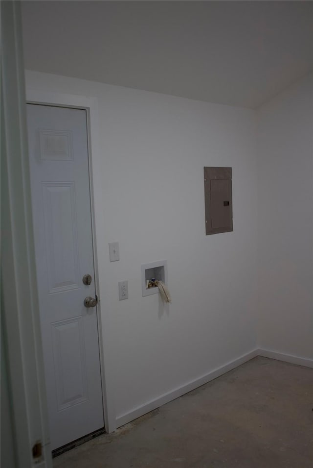 3922 Alsace St, Houston, TX 77021 - laundry area featuring electric panel, washer hookup, and baseboards