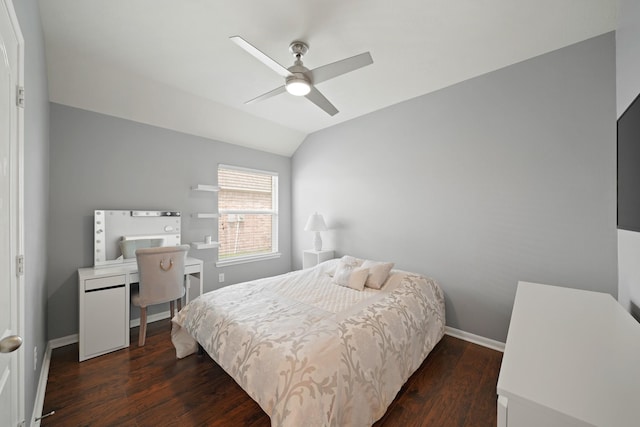 20719 Kerby Pl, Cypress, TX 77433 - bedroom with lofted ceiling, wood finished floors, baseboards, and a ceiling fan