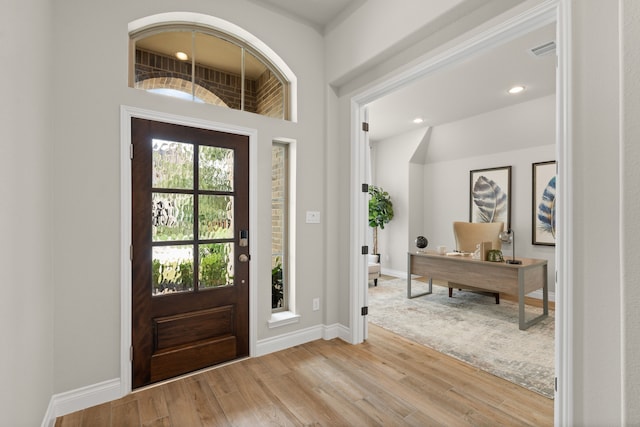 2915 Finch Ct, Katy, TX 77493 - foyer entrance featuring light wood-type flooring, baseboards, and recessed lighting