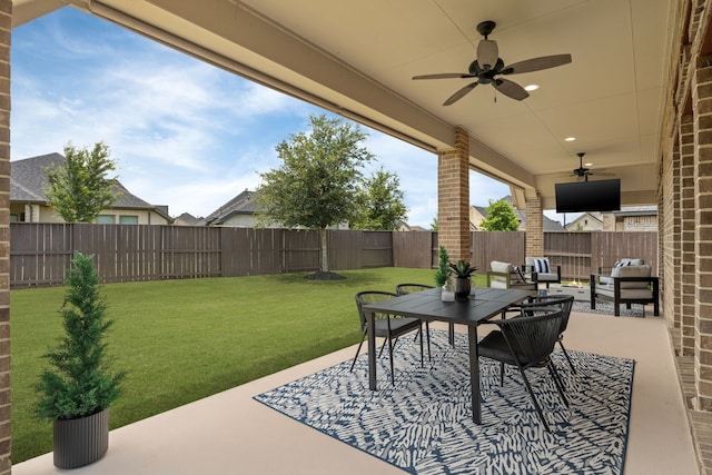 2915 Finch Ct, Katy, TX 77493 - view of patio featuring ceiling fan and outdoor dining area