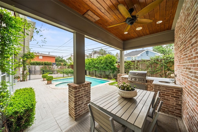 2202 Sul Ross St, Houston, TX 77098 - fenced backyard featuring ceiling fan and a sink
