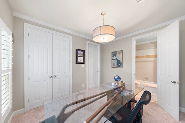 4305 Feagan St, Houston, TX 77007 - carpeted office featuring plenty of natural light, baseboards, and crown molding