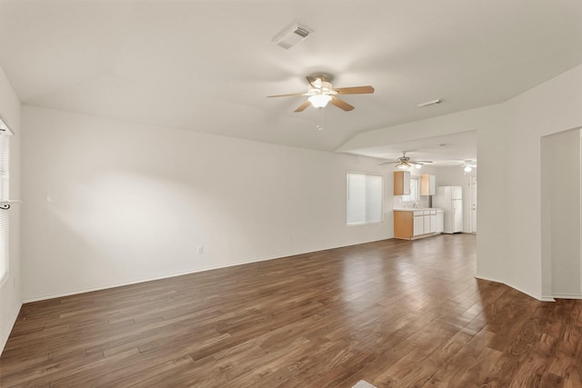 6427 Burdine Ct, Houston, TX 77085 - unfurnished living room with ceiling fan, dark wood-type flooring, and baseboards