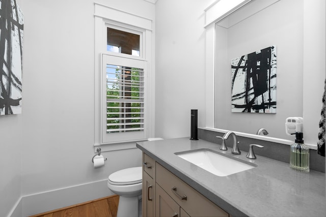 208 Aurora St Unit B, Houston, TX 77008 - bathroom with vanity, wood finished floors, and toilet