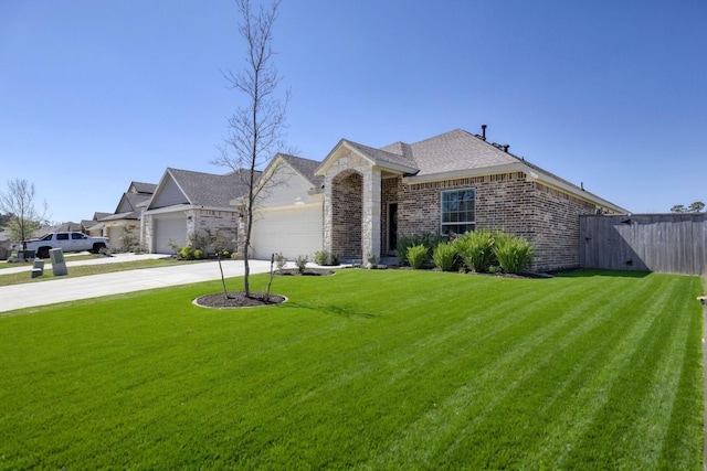 1386 Antigua Dr, Conroe, TX 77301 - view of front of house featuring an attached garage, brick siding, concrete driveway, and roof with shingles