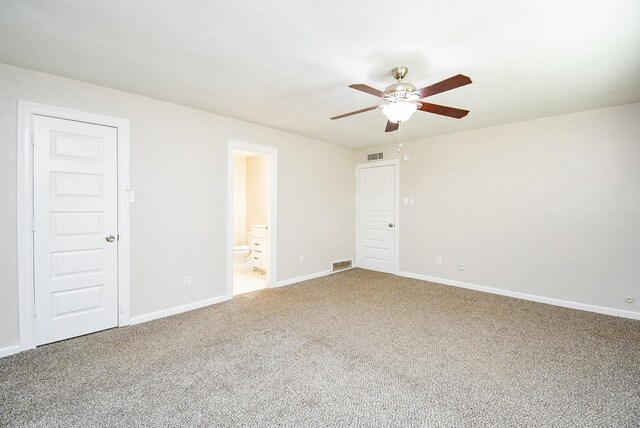 16806 Grampin Dr, Houston, TX 77084 - unfurnished bedroom featuring carpet floors, baseboards, ensuite bath, and a ceiling fan