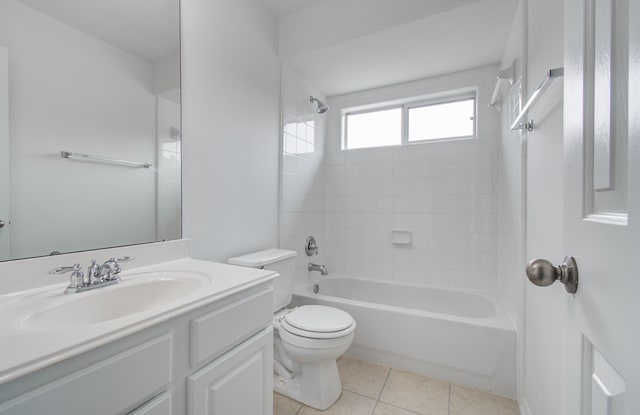24206 Moon Ridge Ct, Katy, TX 77494 - full bathroom with toilet, vanity, shower / bathtub combination, and tile patterned floors