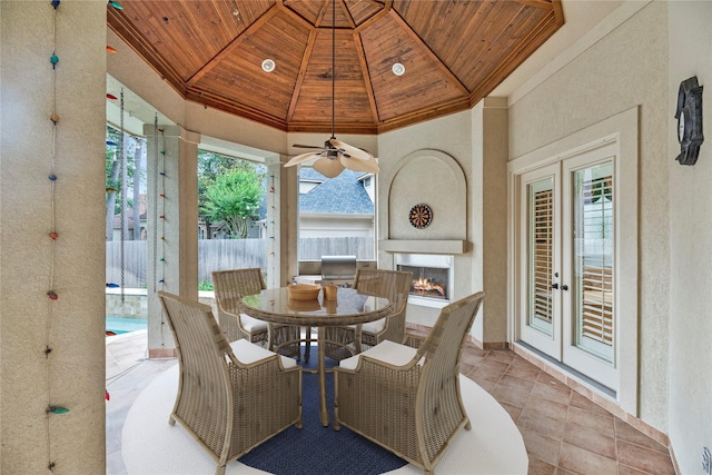 16610 Champagne Falls Ct, Spring, TX 77379 - view of patio with outdoor dining area, french doors, and a ceiling fan