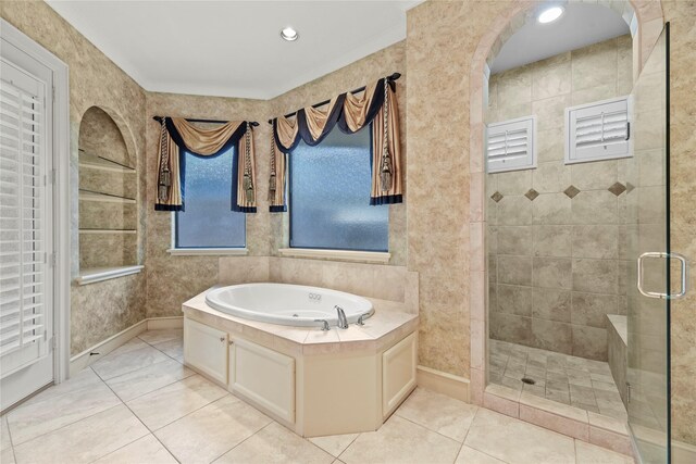16610 Champagne Falls Ct, Spring, TX 77379 - full bath featuring a bath, a stall shower, and tile patterned flooring