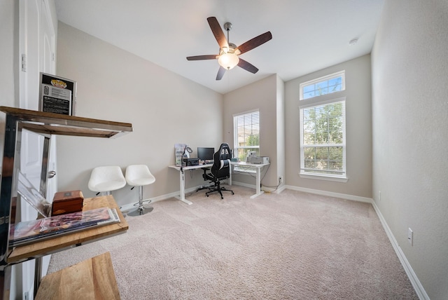 24103 Corinaldo Ct, Katy, TX 77493 - home office featuring carpet, a ceiling fan, and baseboards