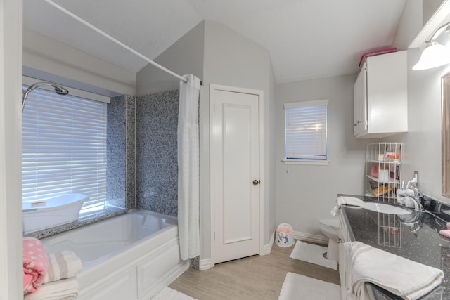 14811 S Bristol Harbour Cir, Houston, TX 77084 - full bath with toilet, vanity, baseboards, shower / tub combo, and plenty of natural light