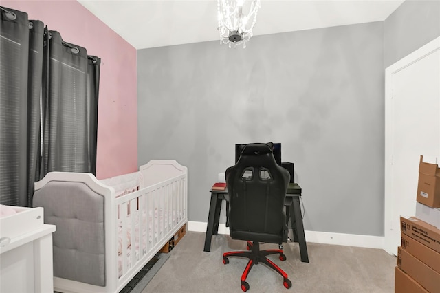 914 W 25th St Unit 2, Houston, TX 77008 - bedroom featuring carpet floors, a chandelier, and baseboards