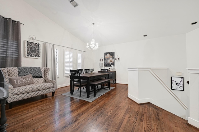 914 W 25th St Unit 2, Houston, TX 77008 - dining room featuring a chandelier, wood finished floors, vaulted ceiling, and baseboards