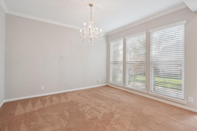 1438 Trace Dr, Houston, TX 77077 - spare room with a chandelier, crown molding, carpet flooring, and baseboards