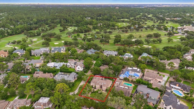903 Old Lake Rd, Houston, TX 77057 - aerial perspective of suburban area featuring a golf course and property parcel outlined
