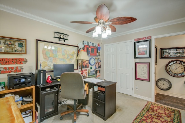 16814 Creeksouth Rd, Houston, TX 77068 - office space featuring ceiling fan, ornamental molding, and baseboards