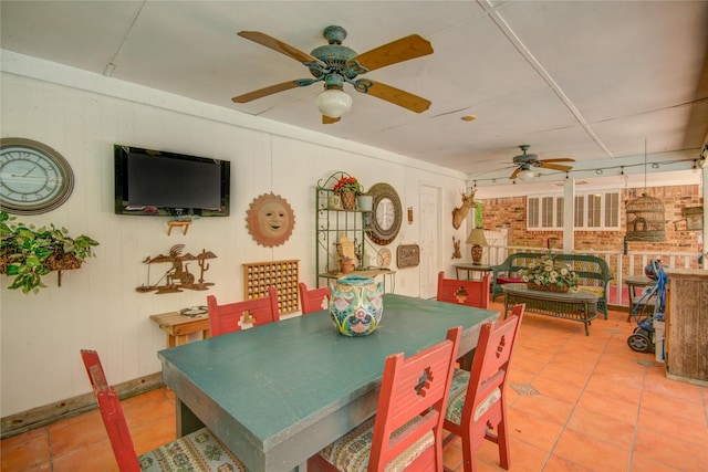 16814 Creeksouth Rd, Houston, TX 77068 - dining room featuring a ceiling fan and light tile patterned floors