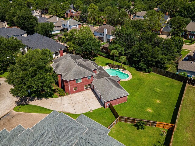 5706 Amber Queen Ct, Houston, TX 77041 - aerial perspective of suburban area featuring a pool