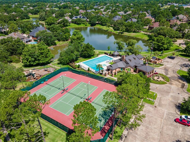 5706 Amber Queen Ct, Houston, TX 77041 - bird's eye view of a large body of water and a pool
