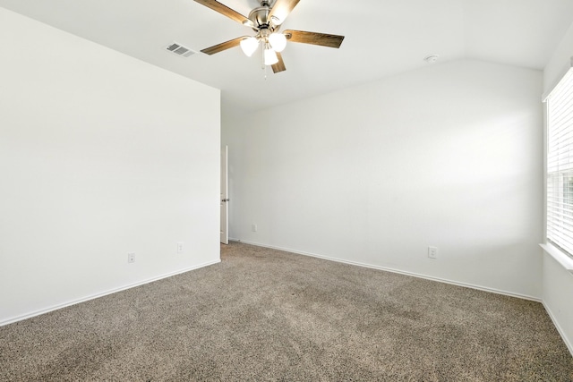 40518 Crisp Beech St, Magnolia, TX 77354 - carpeted empty room with a ceiling fan, vaulted ceiling, and baseboards