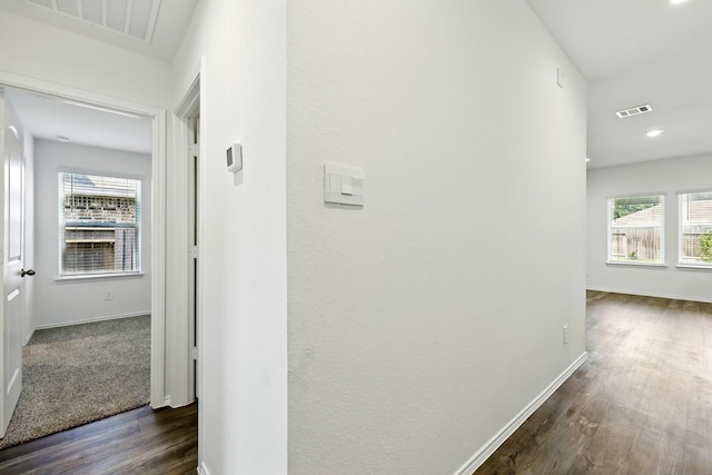 40518 Crisp Beech St, Magnolia, TX 77354 - hall with dark wood finished floors, baseboards, and recessed lighting