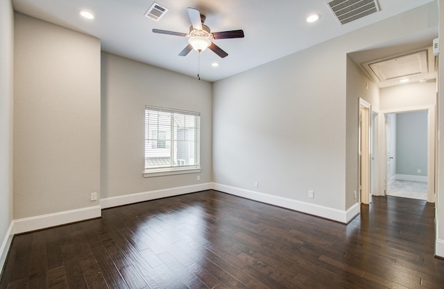 5726 Brancott Way, Houston, TX 77096 - unfurnished room with a ceiling fan, wood-type flooring, attic access, baseboards, and recessed lighting