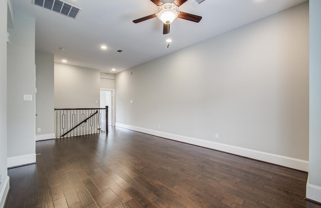 5726 Brancott Way, Houston, TX 77096 - empty room with hardwood / wood-style flooring, a ceiling fan, baseboards, and recessed lighting
