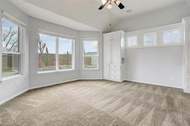 5402 Bending Branch Dr, Missouri City, TX 77459 - unfurnished bedroom with light colored carpet, lofted ceiling, baseboards, and ceiling fan