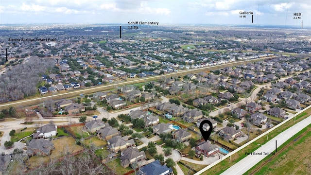 5402 Bending Branch Dr, Missouri City, TX 77459 - aerial overview of property's location featuring nearby suburban area