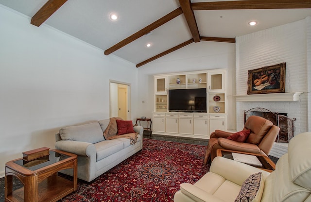 6119 Bankside Dr, Houston, TX 77096 - living area featuring a fireplace and recessed lighting