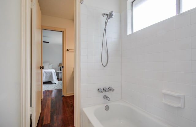6119 Bankside Dr, Houston, TX 77096 - full bathroom featuring ensuite bath,  shower combination, and wood finished floors