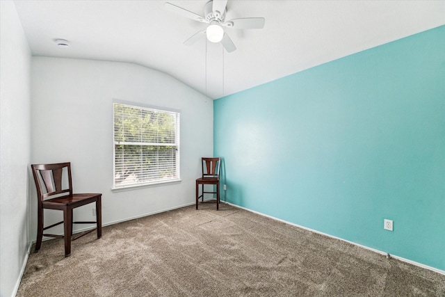 11203 Riata Canyon Dr, Cypress, TX 77433 - carpeted spare room featuring vaulted ceiling, ceiling fan, a smoke detector, and baseboards