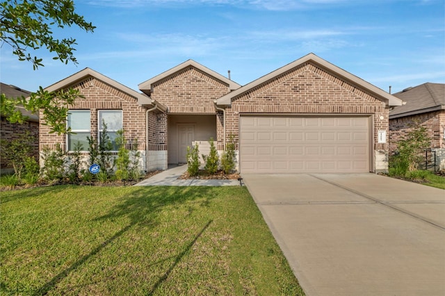 15007 Ashton Meadows Dr, New Caney, TX 77357 - single story home with brick siding, a garage, driveway, and a front lawn