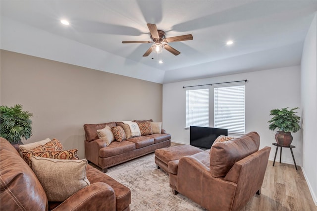 15007 Ashton Meadows Dr, New Caney, TX 77357 - living area with a ceiling fan, light wood-type flooring, baseboards, and recessed lighting