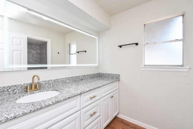 4618 Turf Valley Dr, Houston, TX 77084 - bathroom featuring vanity, wood finished floors, and baseboards