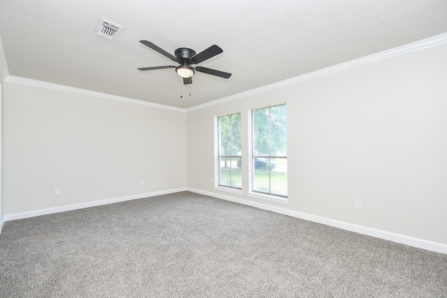 4618 Turf Valley Dr, Houston, TX 77084 - carpeted empty room featuring ornamental molding, baseboards, and a ceiling fan