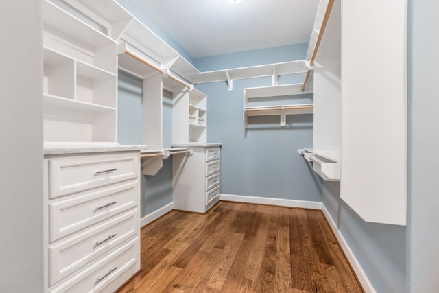 1510 Marshall St, Houston, TX 77006 - walk in closet with dark wood-style floors and built in desk