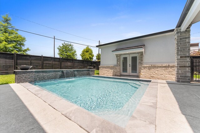 10070 Cedardale Dr, Houston, TX 77055 - view of swimming pool featuring french doors, a fenced backyard, and a patio