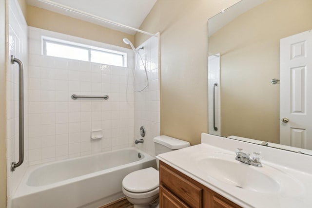 19119 Mossy Hedge Ln, Katy, TX 77449 - full bathroom featuring toilet, vanity, and shower / tub combination