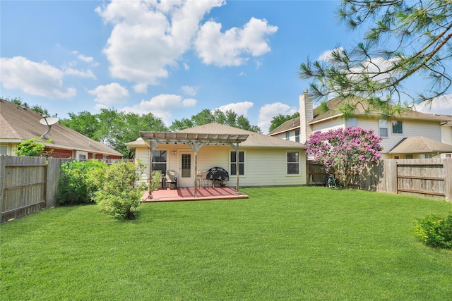19119 Mossy Hedge Ln, Katy, TX 77449 - rear view of property with a pergola, a wooden deck, and roof with shingles