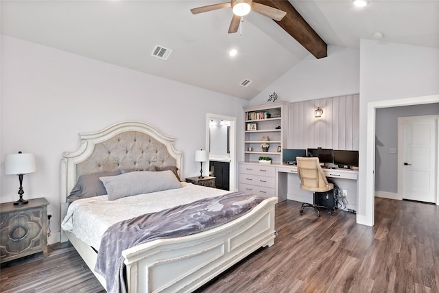 12078 County Road 175, Iola, TX 77861 - bedroom with dark wood-style flooring, recessed lighting, a ceiling fan, and ensuite bathroom