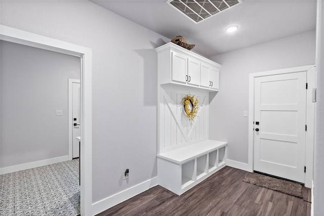 12078 County Road 175, Iola, TX 77861 - mudroom featuring baseboards, dark wood-type flooring, and recessed lighting